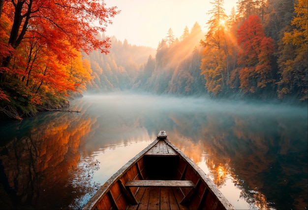 Free Photo autumn forest lake landscape