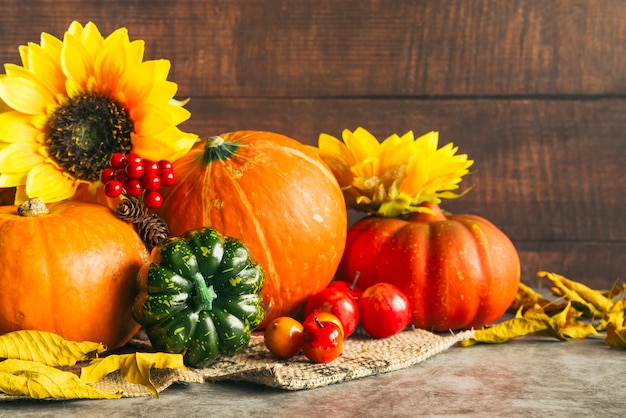 Free photo autumn harvest with golden sunflowers