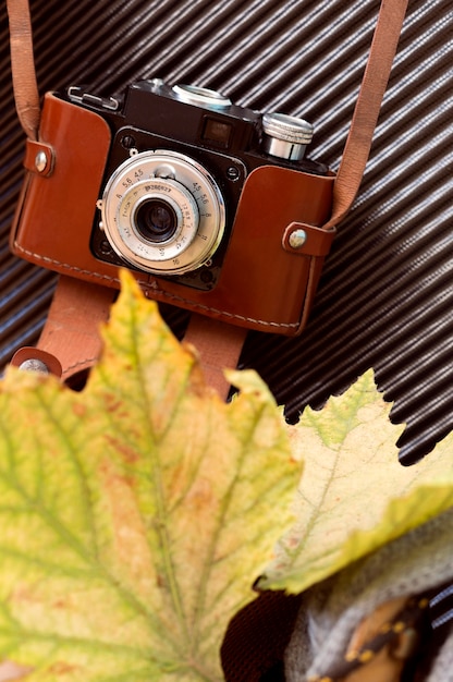 Free photo autumn journey elements arrangement close-up