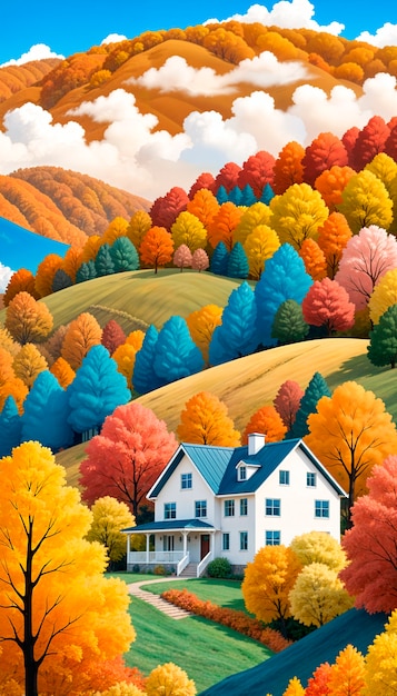 Free photo autumn landscape background illustration