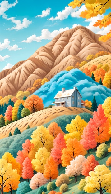 Free photo autumn landscape background illustration