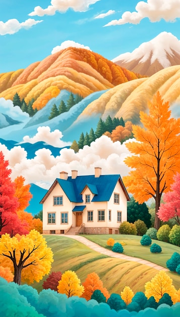 Free photo autumn landscape background illustration