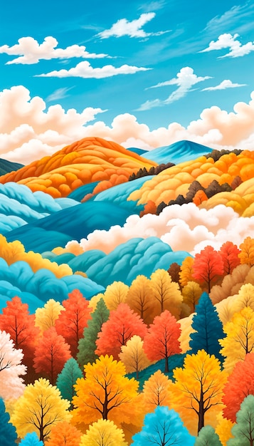 Free Photo autumn landscape background illustration