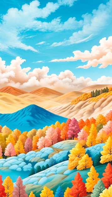 Free Photo autumn landscape background illustration