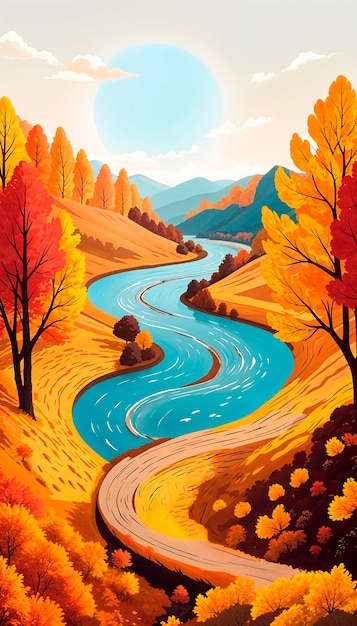 Free Photo autumn landscape background illustration