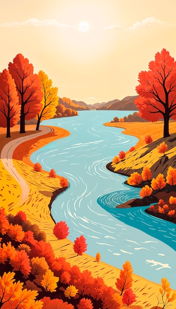 Free Photo autumn landscape background illustration