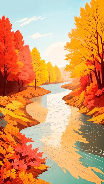 Free Photo autumn landscape background illustration