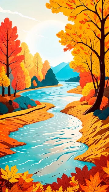 Free photo autumn landscape background illustration