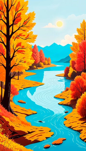 Free photo autumn landscape background illustration