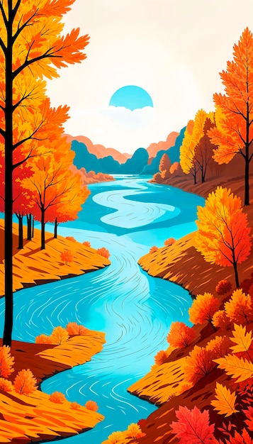 Free photo autumn landscape background illustration