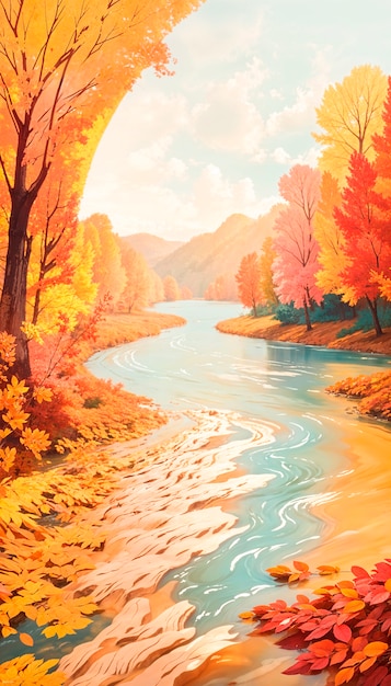 Free photo autumn landscape background illustration