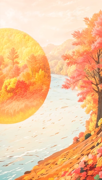 Free Photo autumn landscape background illustration