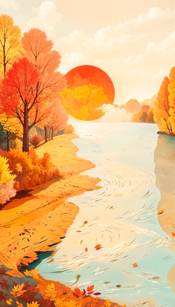 Free photo autumn landscape background illustration