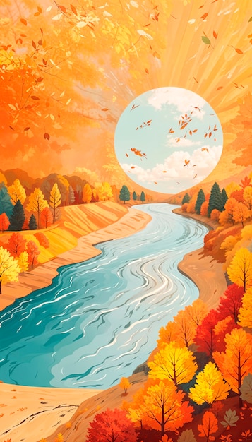 Free Photo autumn landscape background illustration