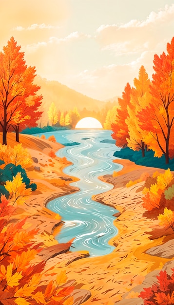 Free Photo autumn landscape background illustration