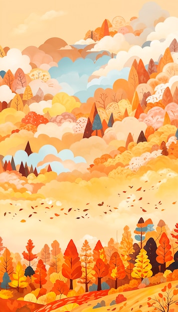 Free Photo autumn landscape background illustration