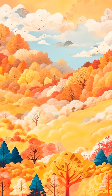 Free photo autumn landscape background illustration