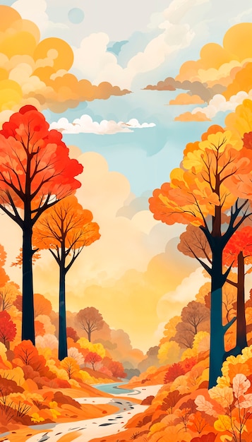 Autumn landscape background illustration