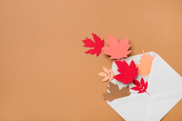 Free Photo autumn leaves arrangement with copy space