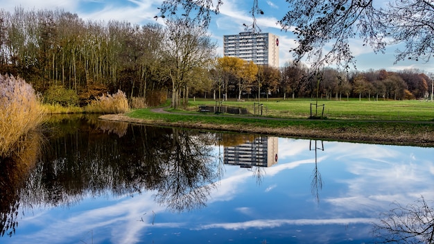 Autumn reflections in the Madestein park in The Hague