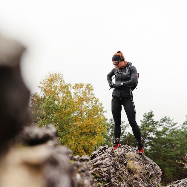 Free photo autumn running outdoors workout blurred  stones