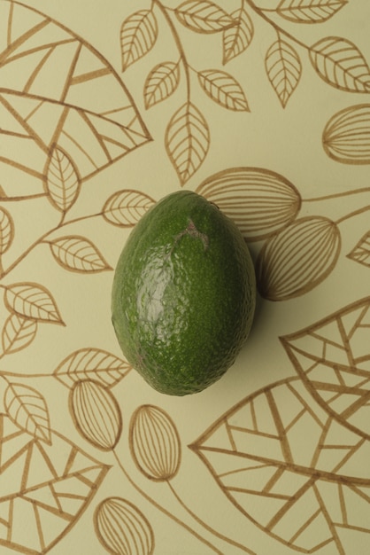 Free Photo avocado over outline floral background