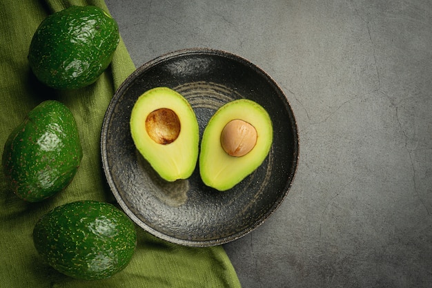 Avocado Products made from avocados  Food nutrition concept.