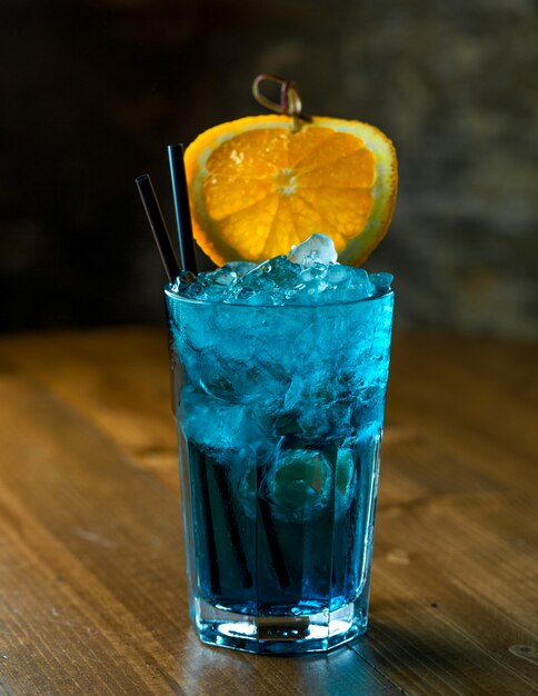 Azure cocktail on the table