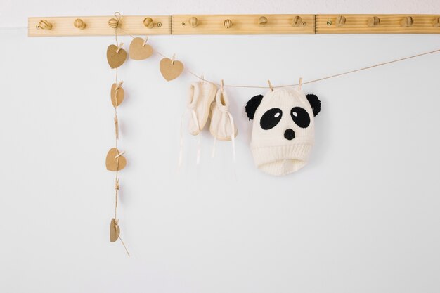 Baby clothes and heart decorations