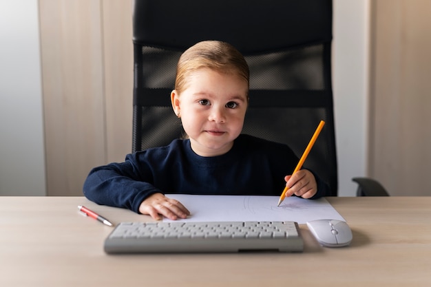 Baby dressed up as business person