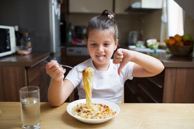 Baby girl doesnt like pasta dish 