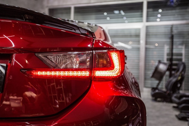 Back red lights of a red sport car