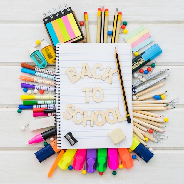 Back to school decoration with notebook