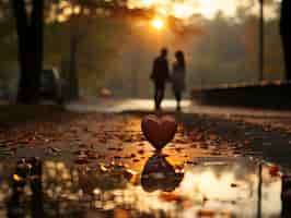 Free photo back view of couple in love during autumn season