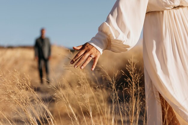 Back view married woman wearing ring