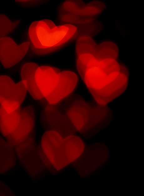 Background bokeh red hearts