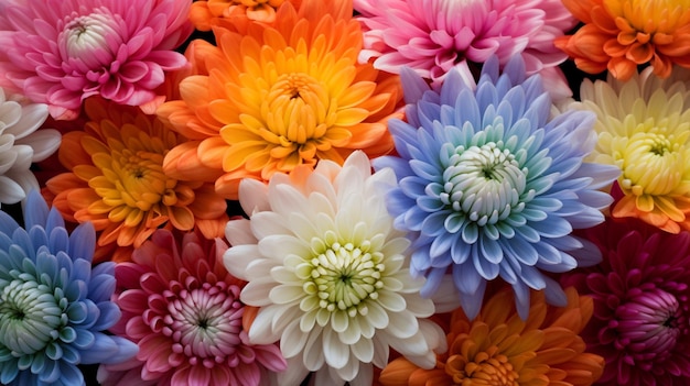 Free photo a background of chrysanthemums of different colors