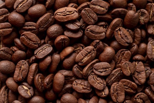 Background of tasty roasted coffee beans