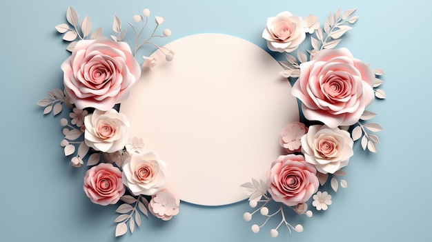 Background with 3d blooming rose flowers