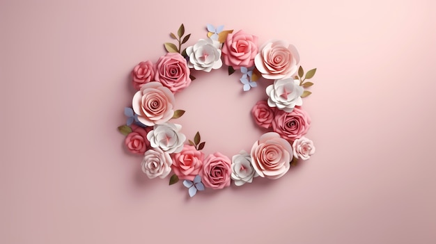 Background with 3d blooming rose flowers