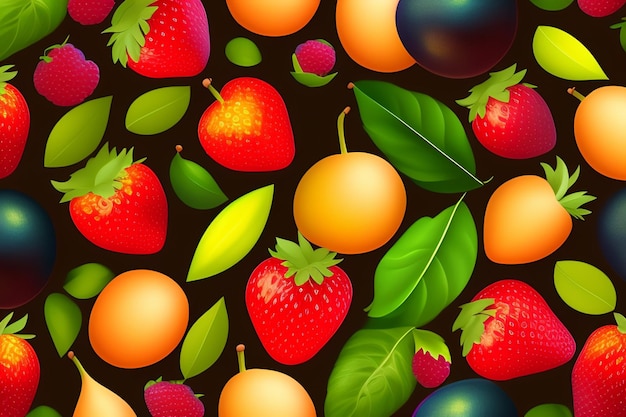 A background with fruits and berries on it