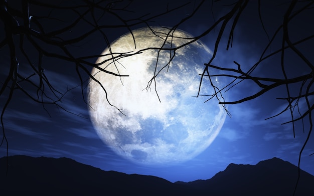 Free Photo background with a full moon