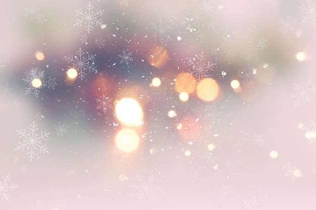 Background with lights and snowflakes