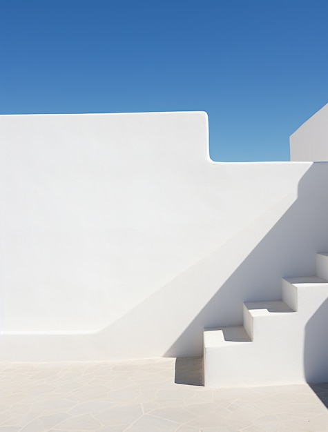 Background with simple mediterranean scene and white walls