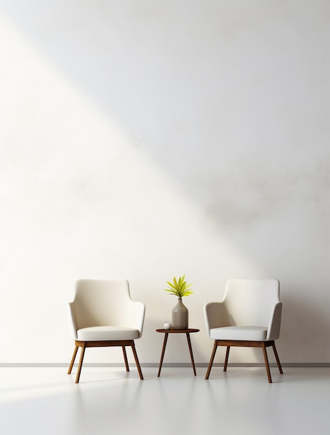 Free Photo background with simple white walls and furniture