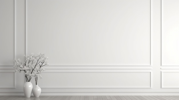 Free photo background with simple white walls and plant