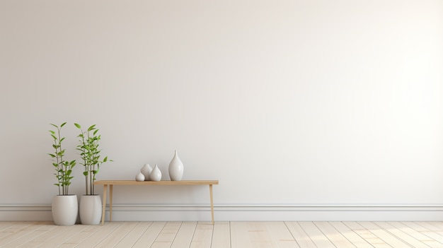 Free photo background with simple white walls and plant