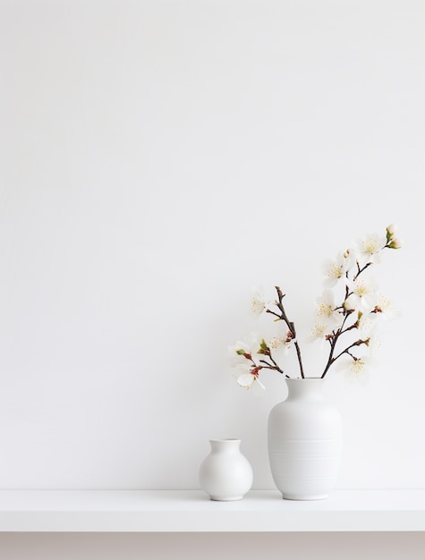 Background with white walls and plant