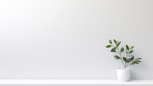 Background with white walls and plant