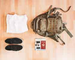 Free photo backpack and travel clothes